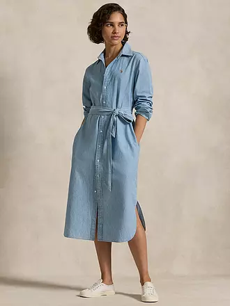 POLO RALPH LAUREN | Prodotto: Midikleid
Marke: POLO RALPH LAUREN
Farbe: blau
Kategorien: Moda,Donna

Lunghezza delle maniche: Manica lunga
Materiale: Cotone
Forma del colletto: Collo a camicia
Motivo: Tinta unita
Vestibilità (capispalla): Regular
Stile e occasione: Tempo li | 